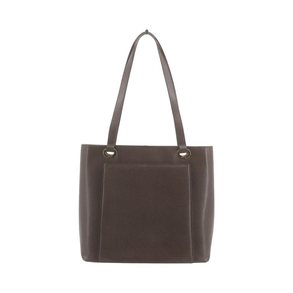 GUCCI Brown Leather Shoulder Tote Bag LHQ2361