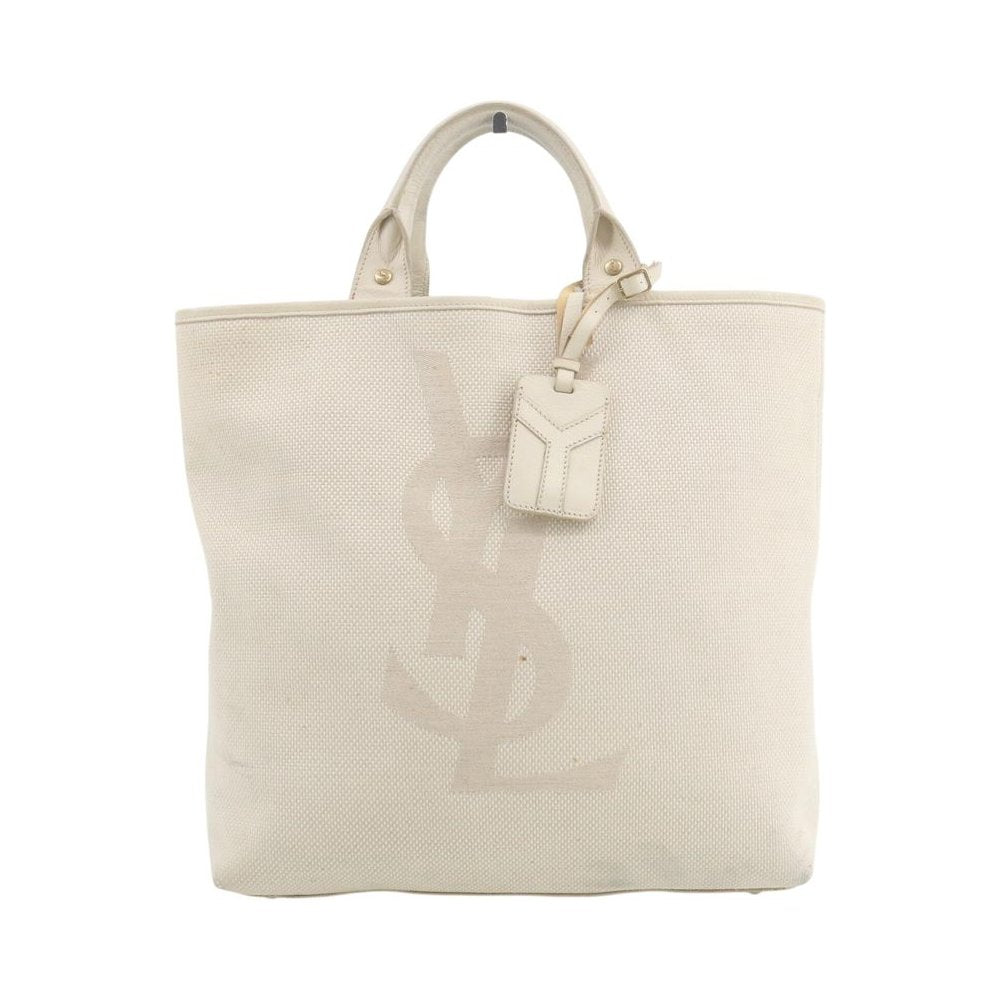 YVES SAINT LAURENT YSL White Canvas Tote Bag LHQ2311