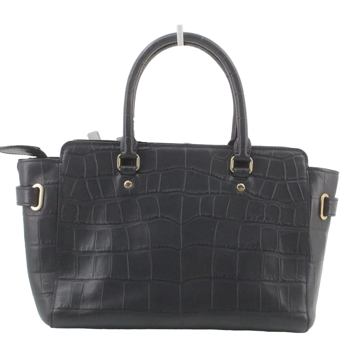 COACH Navy Crocodile Embossed Leather Carryall Shoulder Handbag LHQ2385