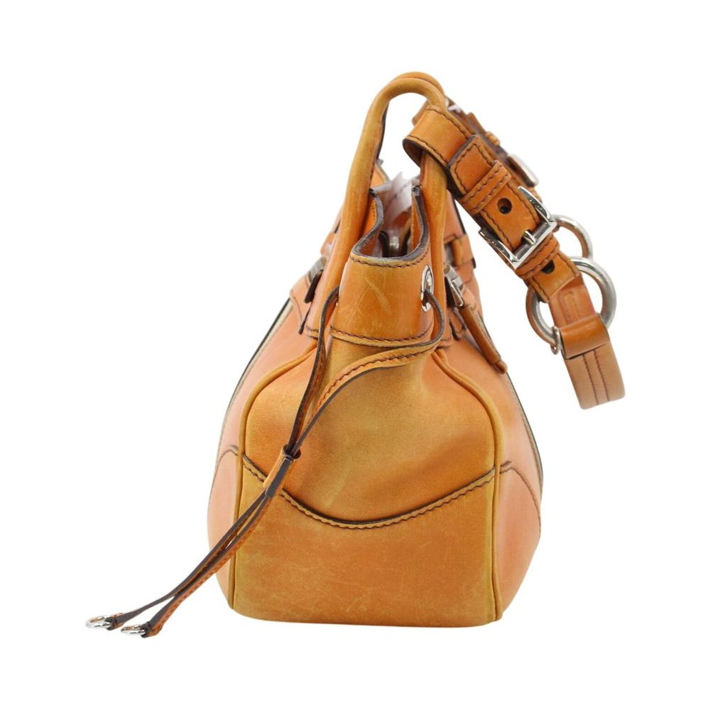 PRADA Paglia Orange Leather Shoulder Bag LHQ2432
