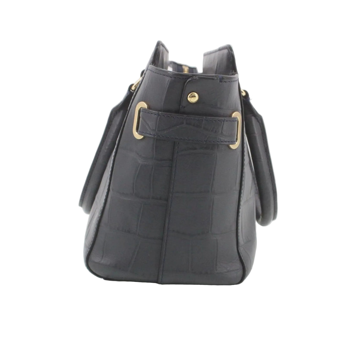 COACH Navy Crocodile Embossed Leather Carryall Shoulder Handbag LHQ2385
