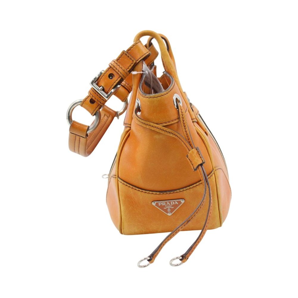 PRADA Paglia Orange Leather Shoulder Bag LHQ2432