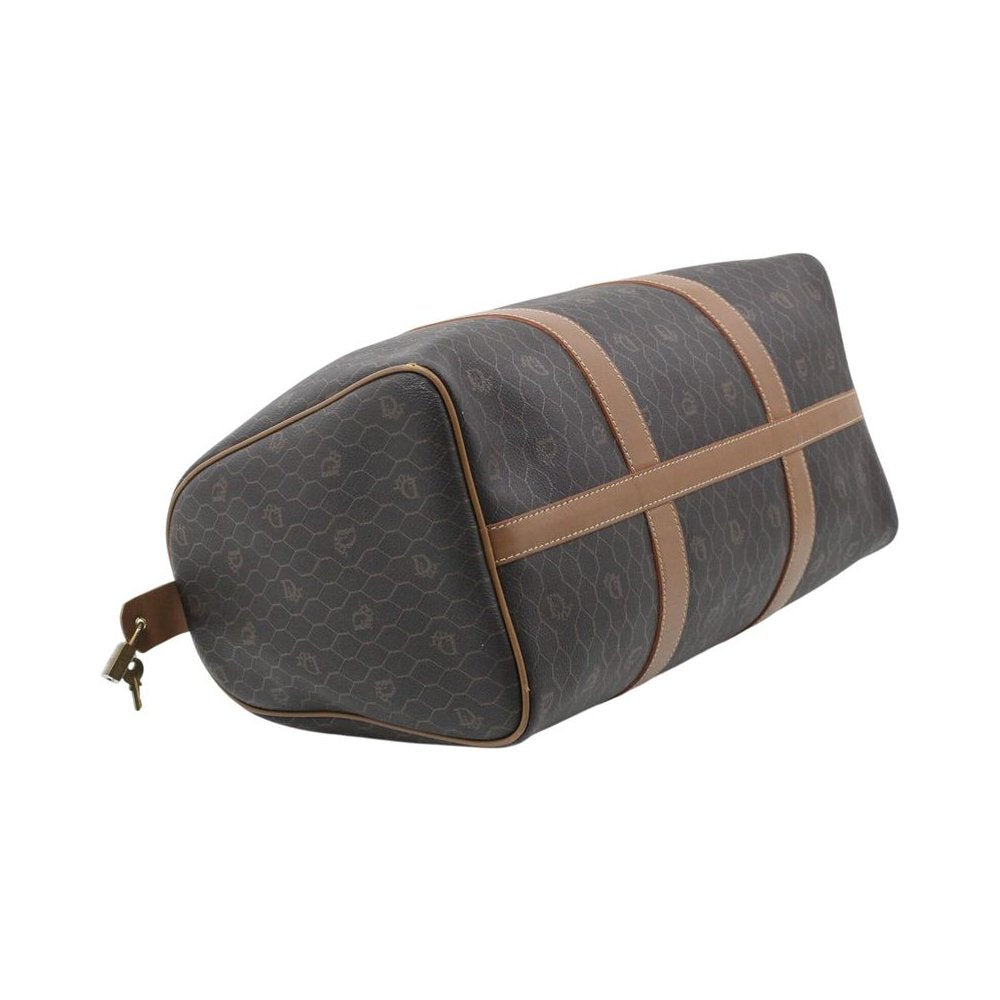 CHRISTIAN DIOR Brown Honeycomb Boston Bag LHQ2362