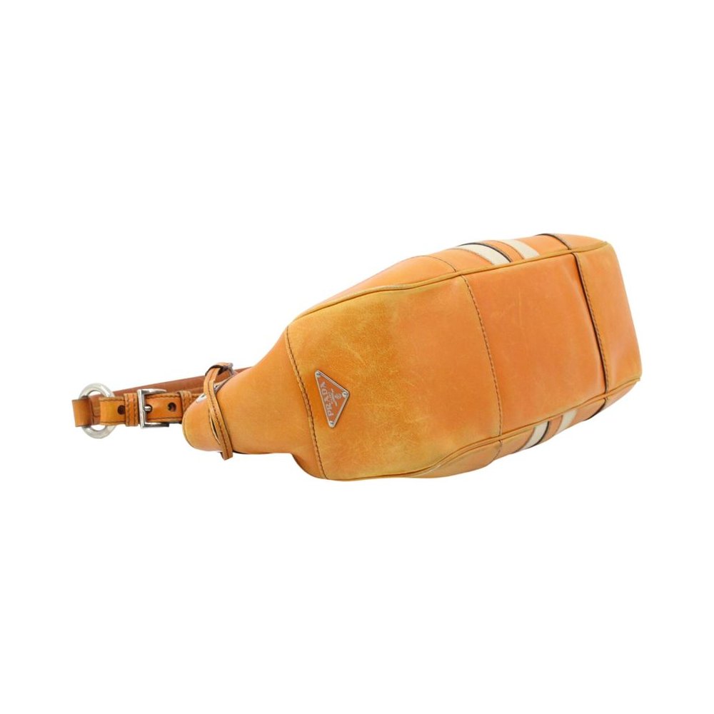 PRADA Paglia Orange Leather Shoulder Bag LHQ2432