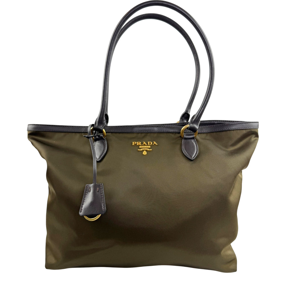 PRADA Green Nylon Tote Shoulder Bag LHQ2442