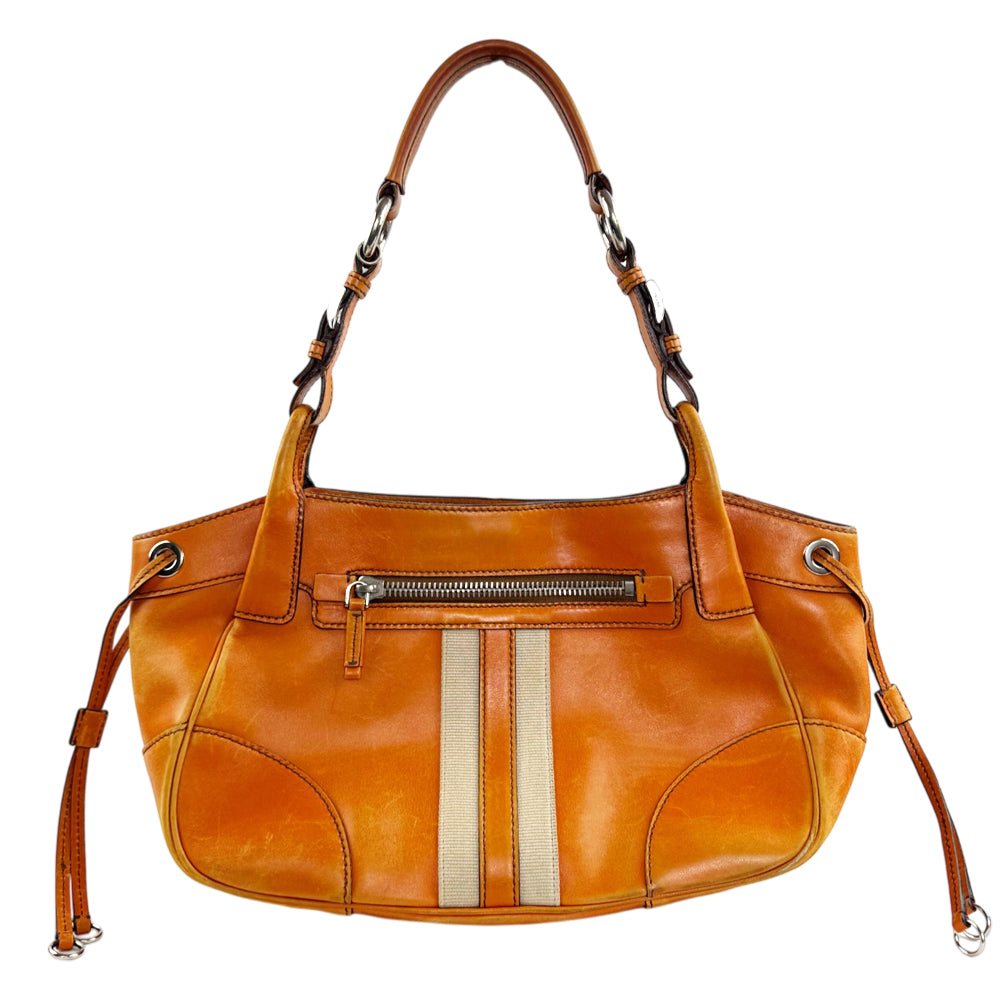 PRADA Paglia Orange Leather Shoulder Bag LHQ2432