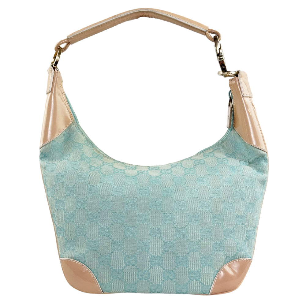 GUCCI GG Light Blue Canvas Hobo Shoulder Bag LHQ2423