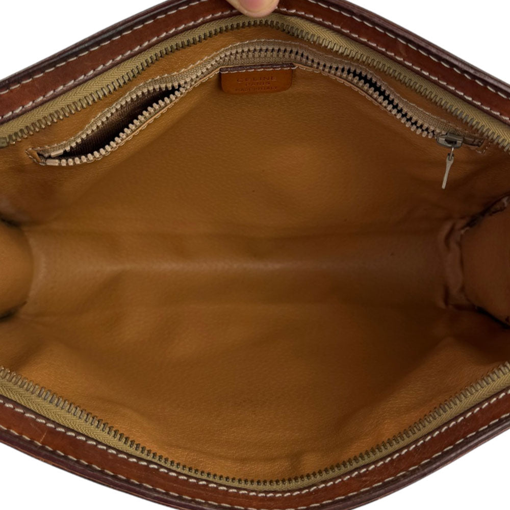 Celine Macadam Clutch Bag Brown PVC Leather LHQ2305