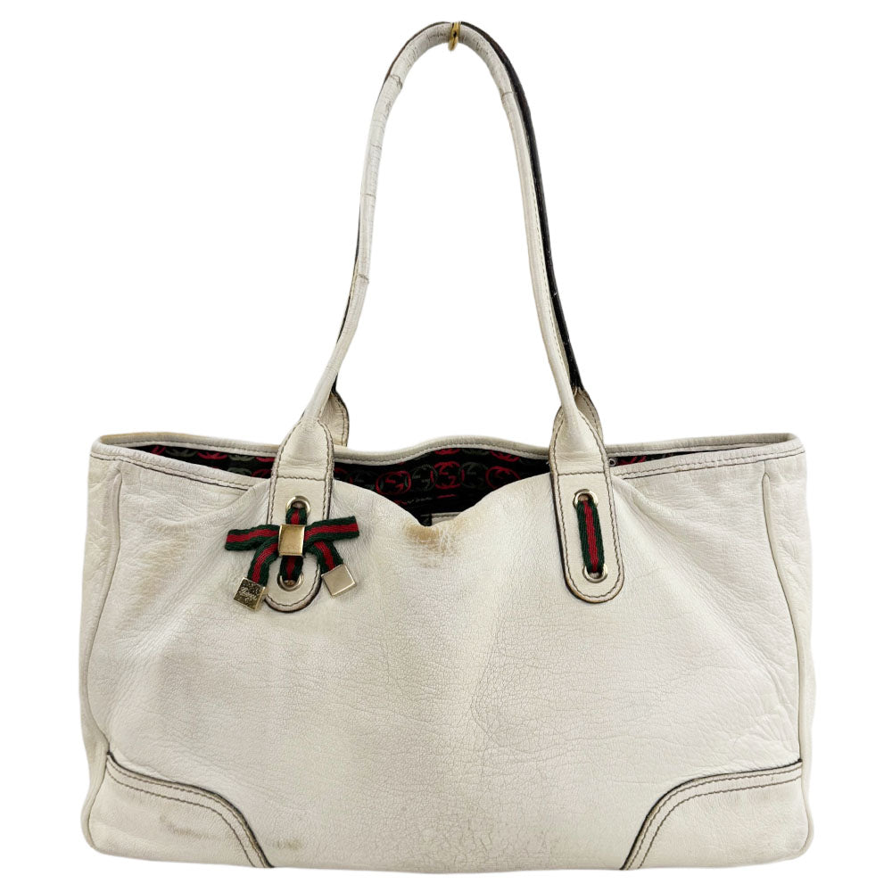 GUCCI White Leather Princy Tote Bag LHQ2313