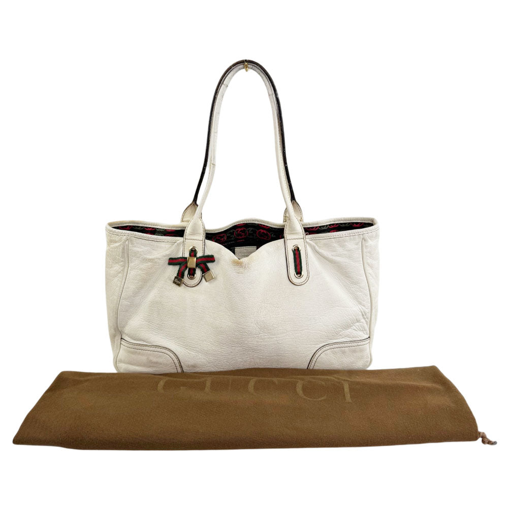 GUCCI White Leather Princy Tote Bag LHQ2313