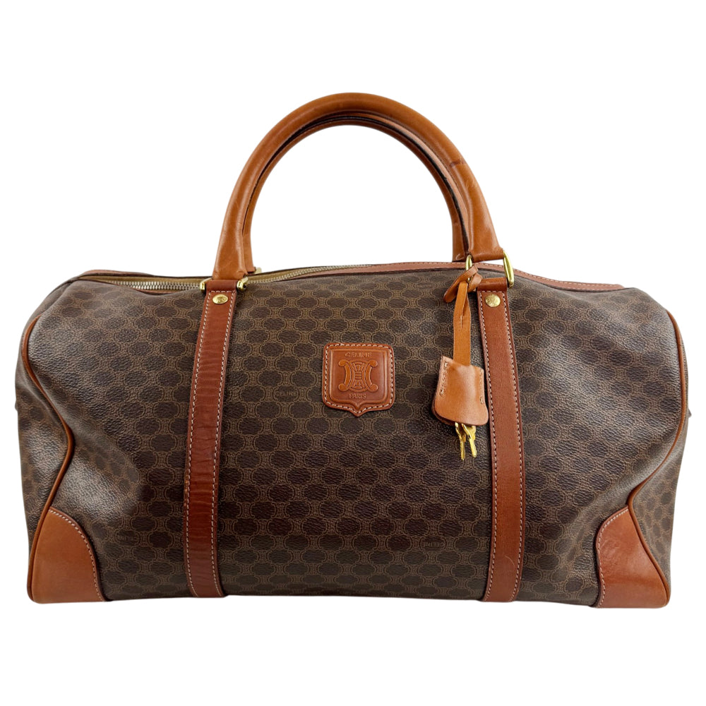 CELINE Brown Macadam Boston/Travel Bag LHQ2365