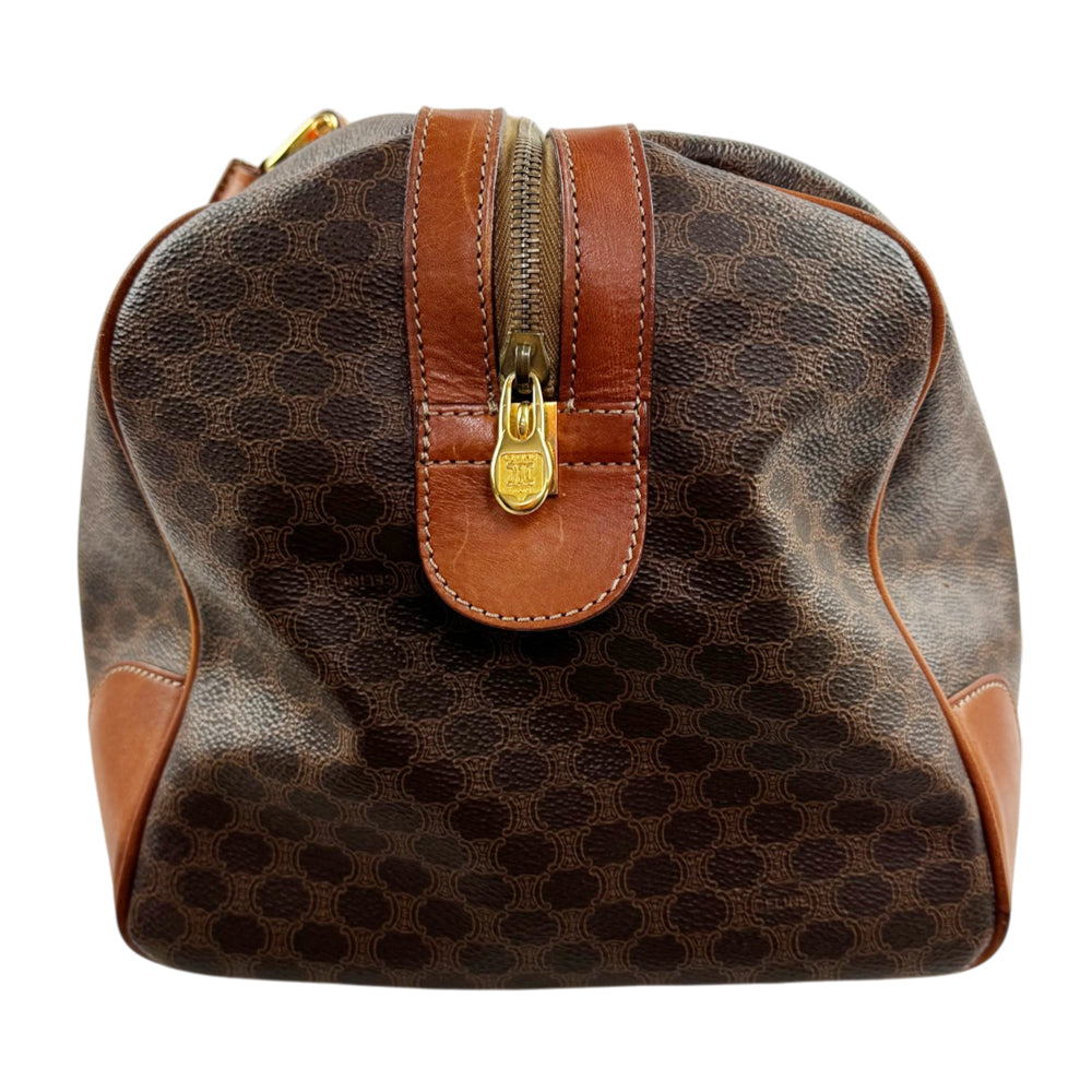 CELINE Brown Macadam Boston/Travel Bag LHQ2365