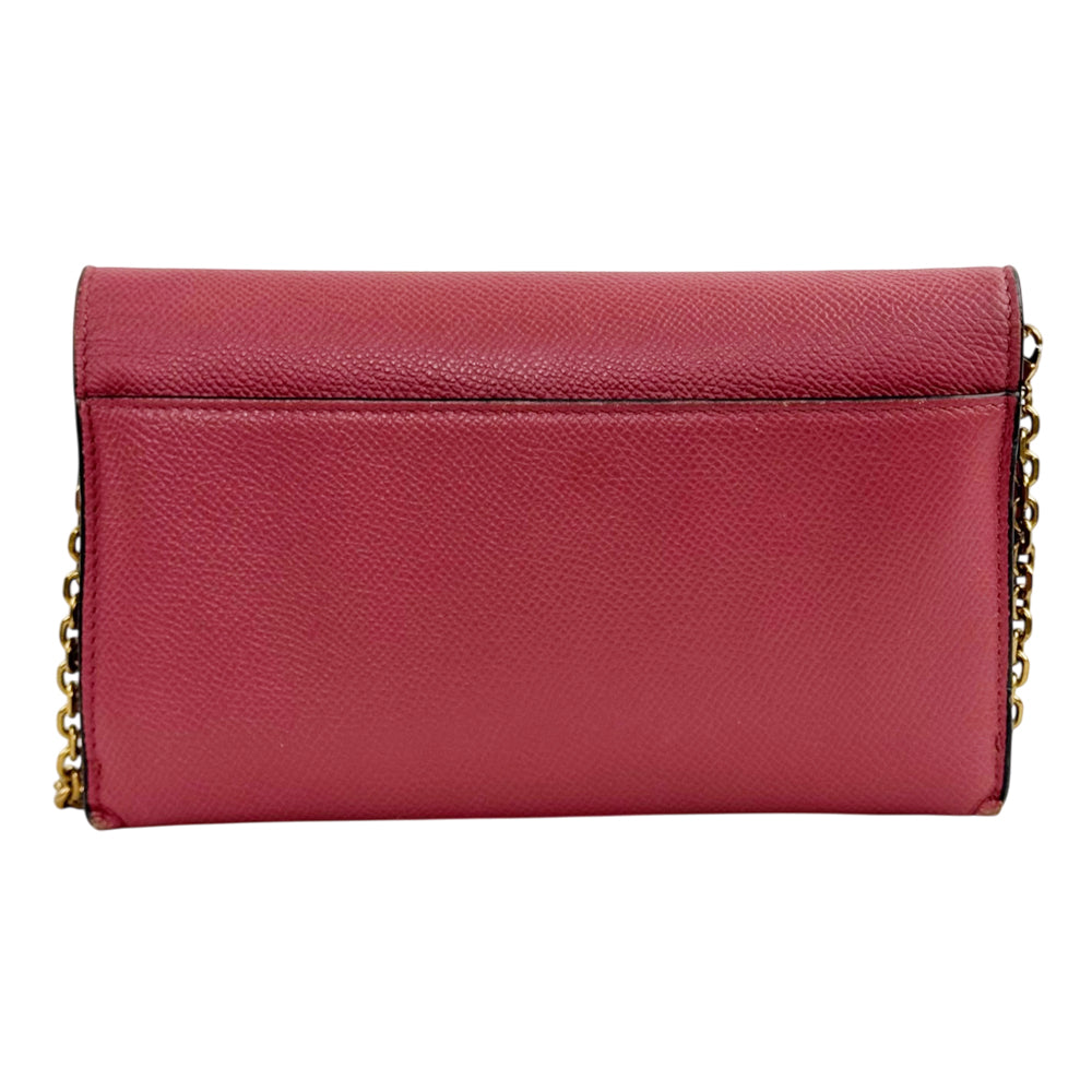 CHRISTIAN DIOR Pink Leather Saddle Wallet On Chain LHQ2366