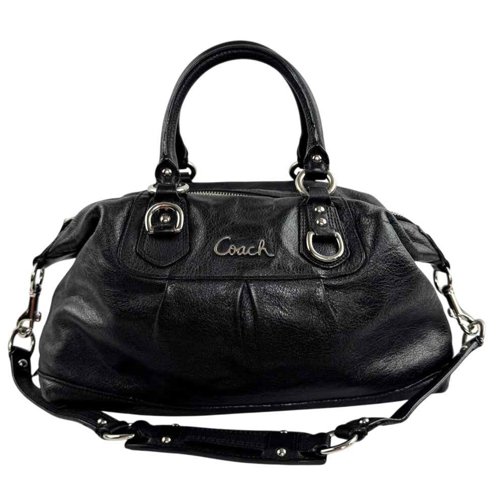 COACH Ashley Black Leather Shoulder Handbag LHQ2371