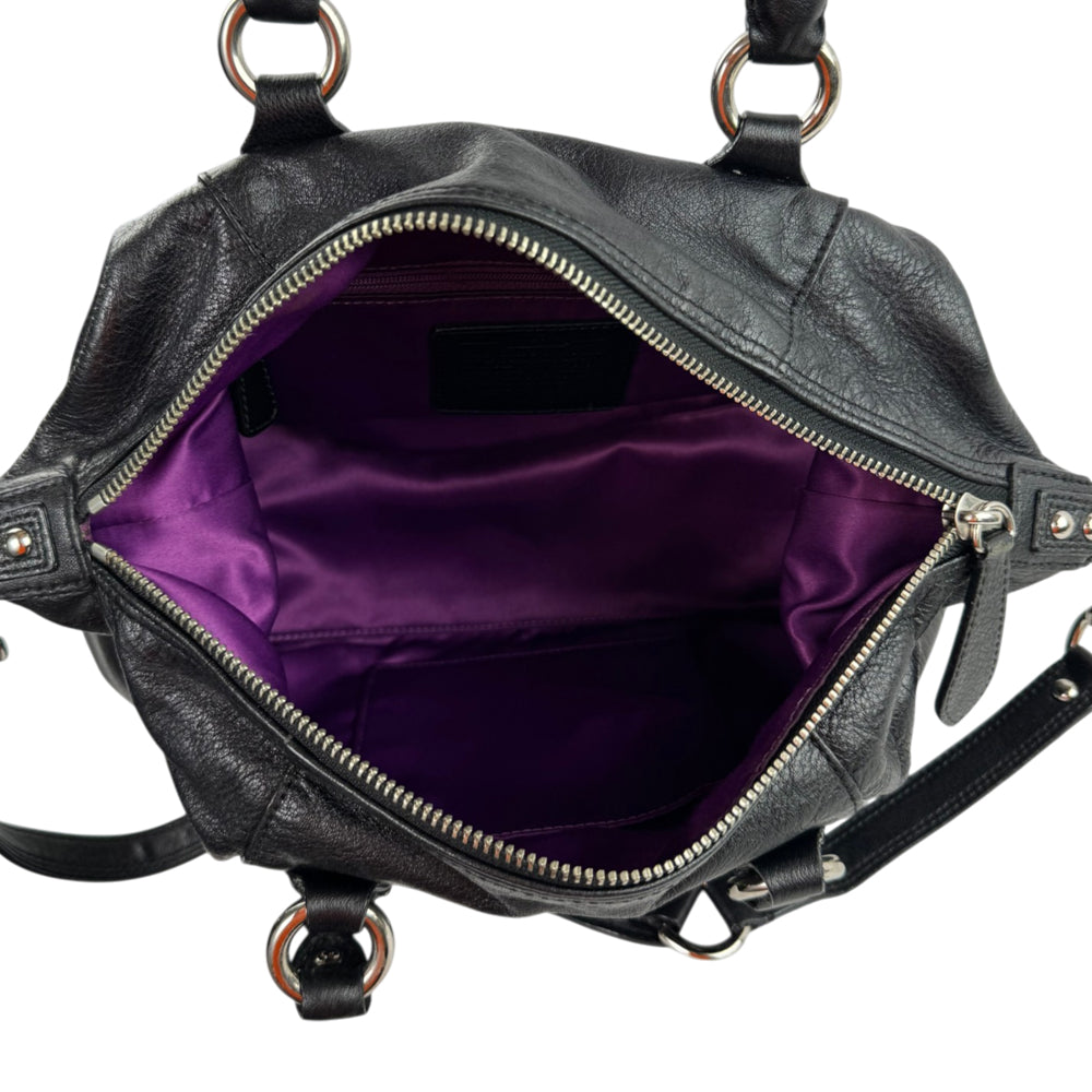 COACH Ashley Black Leather Shoulder Handbag LHQ2371