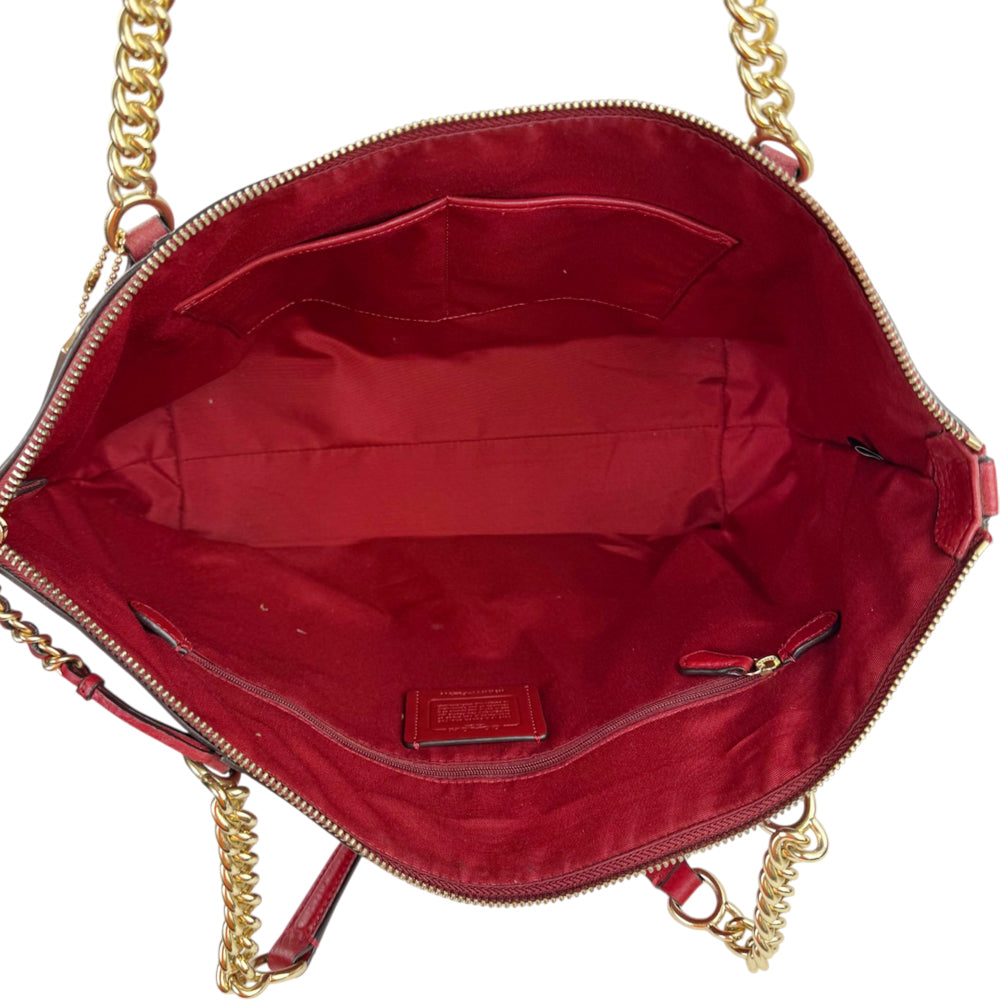 COACH Red Leather Tote Shoulder Bag LHQ2377