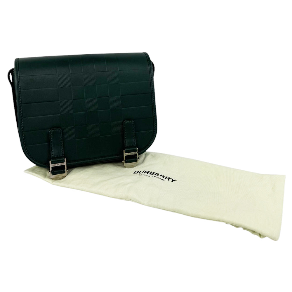 BURBERRY Green Leather Rider Shoulder Crossbody Bag LHQ565