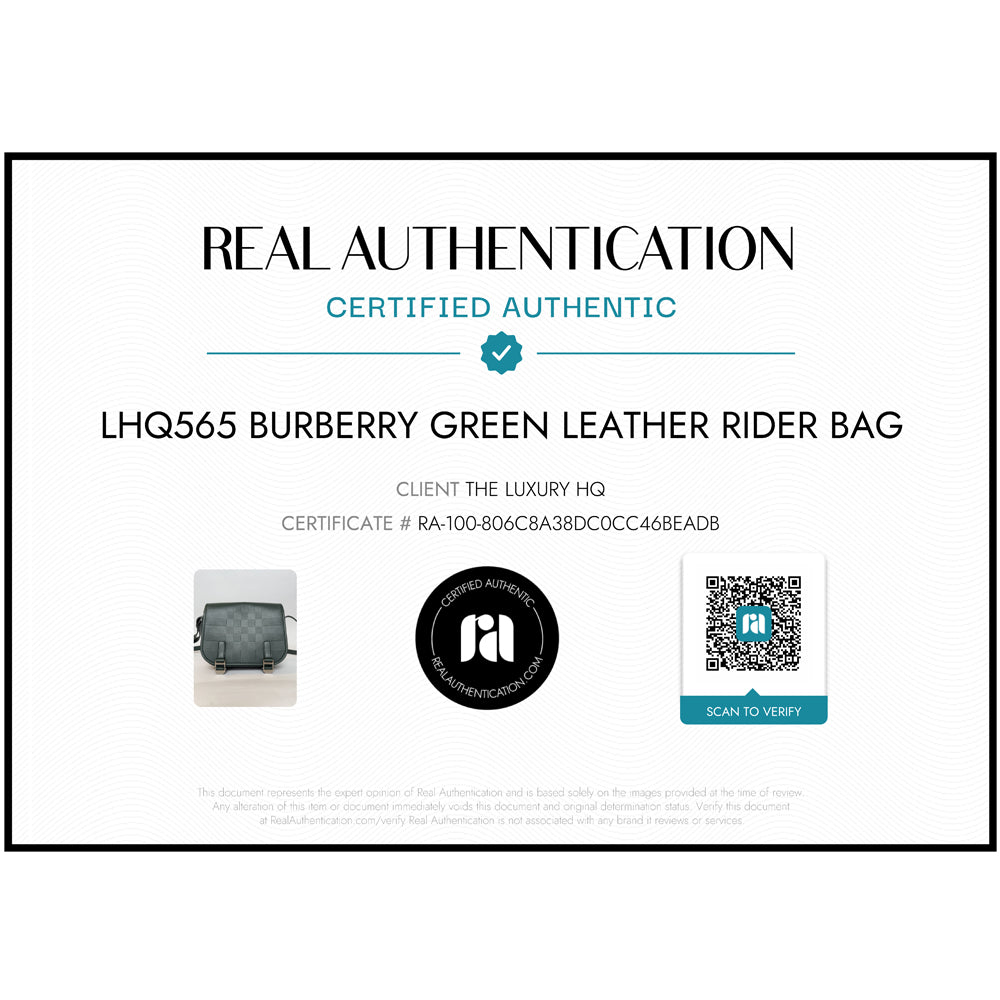 BURBERRY Green Leather Rider Shoulder Crossbody Bag LHQ565