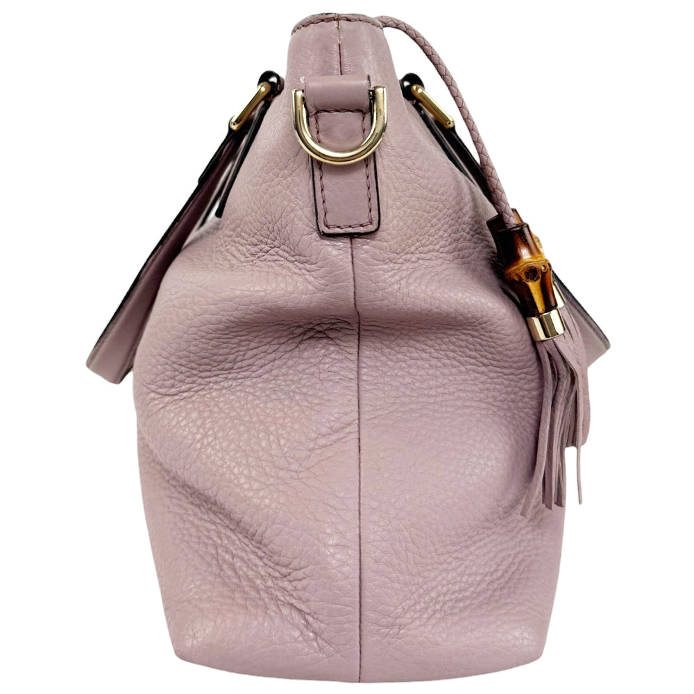 GUCCI Convertible Bamboo Tassel Large Dusty Pink Tote Bag LHQ10