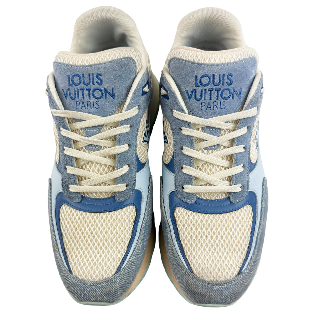 LOUIS VUITTON Run away Trainers Denim Blue Cream Size 7.5uk LHQ1000