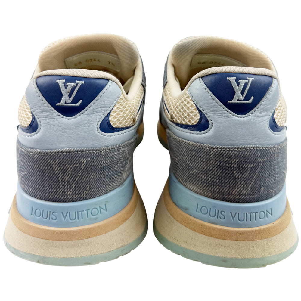LOUIS VUITTON Run away Trainers Denim Blue Cream Size 7.5uk LHQ1000