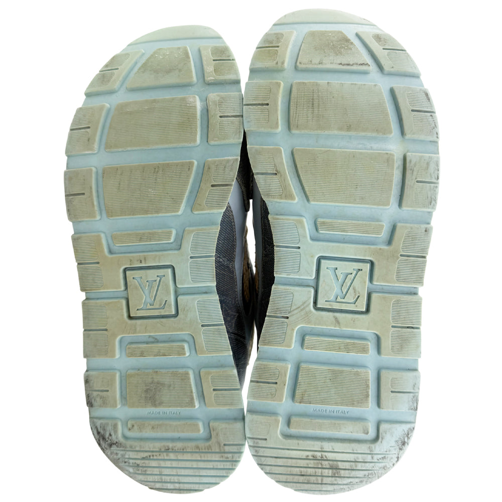 LOUIS VUITTON Run away Trainers Denim Blue Cream Size 7.5uk LHQ1000