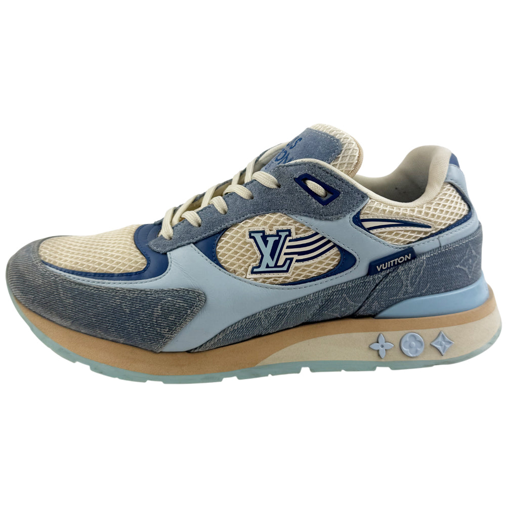 LOUIS VUITTON Run away Trainers Denim Blue Cream Size 7.5uk LHQ1000