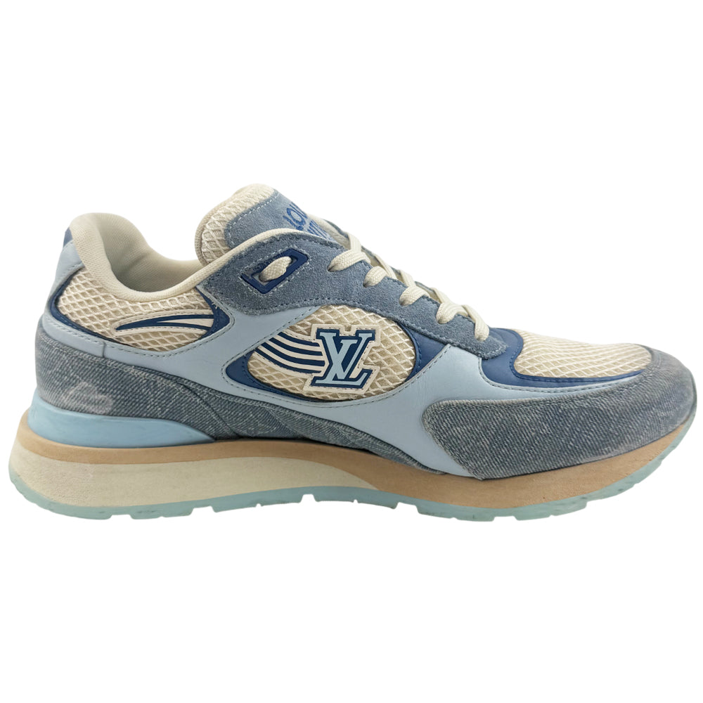 LOUIS VUITTON Run away Trainers Denim Blue Cream Size 7.5uk LHQ1000