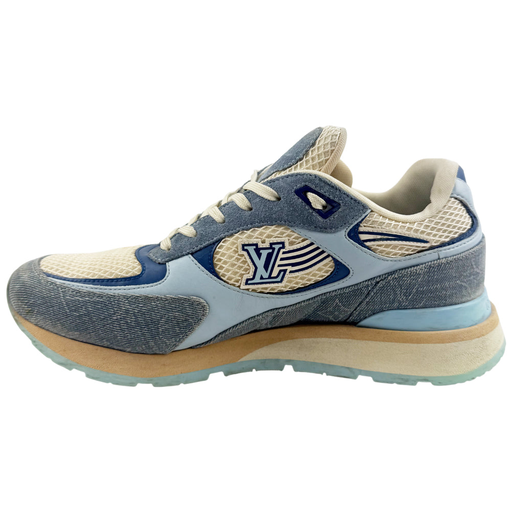 LOUIS VUITTON Run away Trainers Denim Blue Cream Size 7.5uk LHQ1000