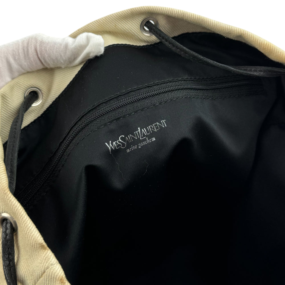 YVES SAINT LAURENT YSL Cream Kahala Canvas Shoulder Bag LHQ1001