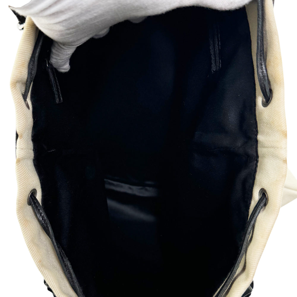 YVES SAINT LAURENT YSL Cream Kahala Canvas Shoulder Bag LHQ1001