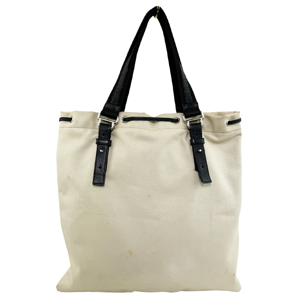 YVES SAINT LAURENT YSL Cream Kahala Canvas Shoulder Bag LHQ1001