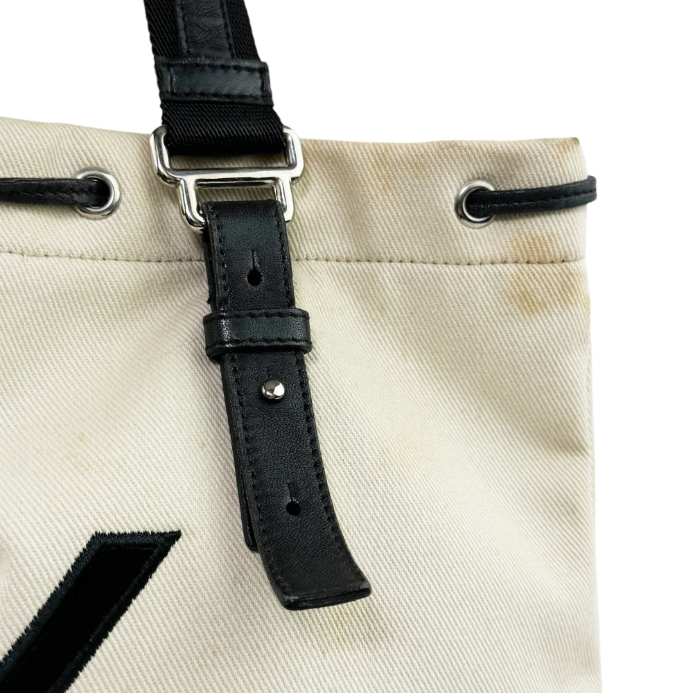 YVES SAINT LAURENT YSL Cream Kahala Canvas Shoulder Bag LHQ1001