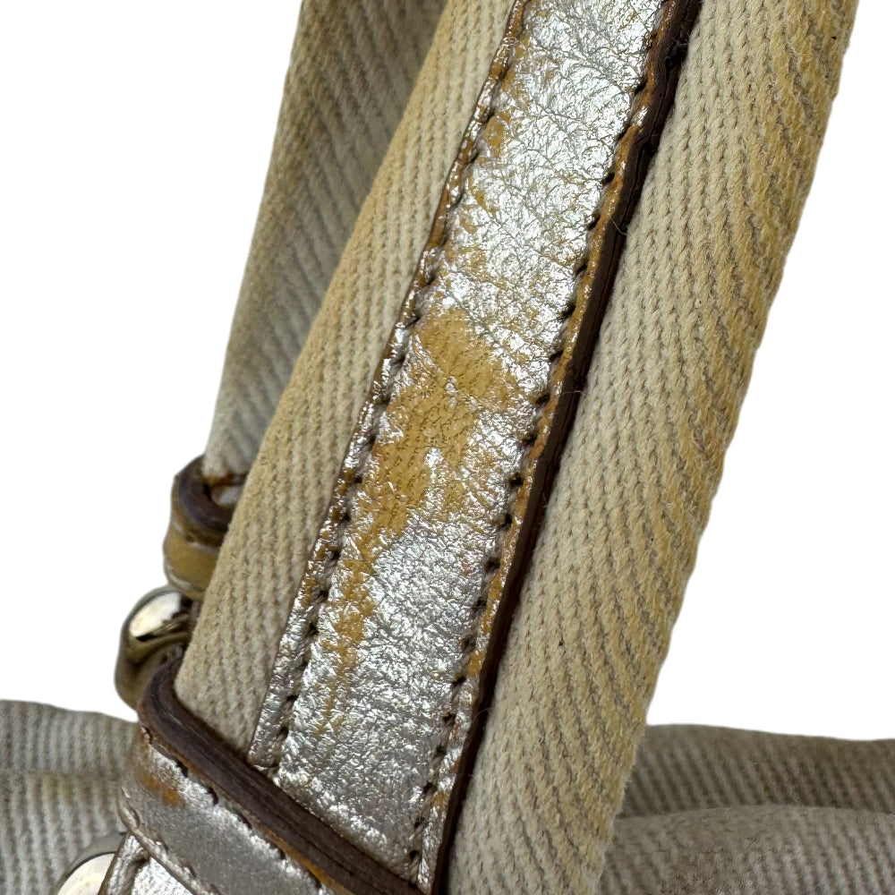 YVES SAINT LAURENT YSL Cream Kahala Canvas Shoulder Bag LHQ1004