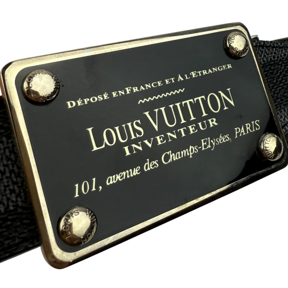 LOUIS VUITTON Damier Graphite Inventeur Belt Size 36 LHQ1007