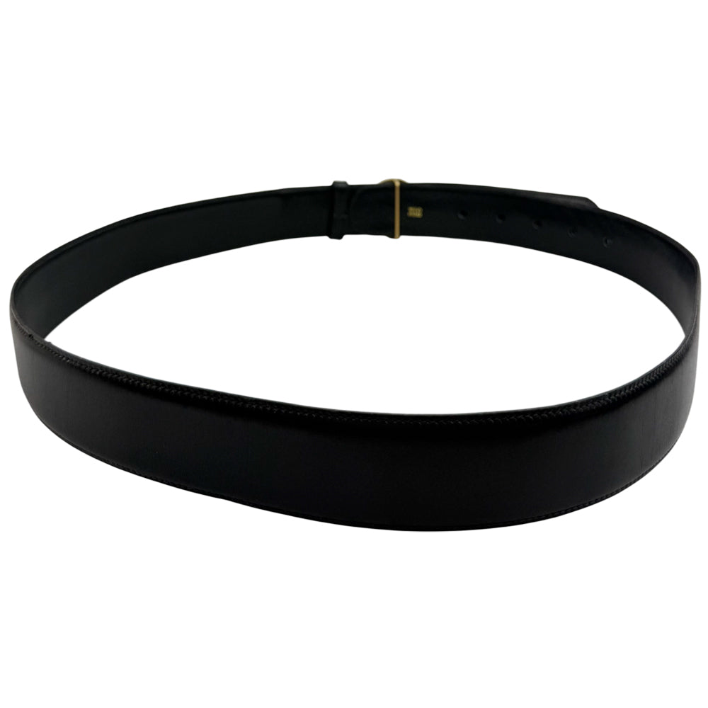 DUNHILL Black Leather Gold Buckle Belt Size 34" LHQ1013