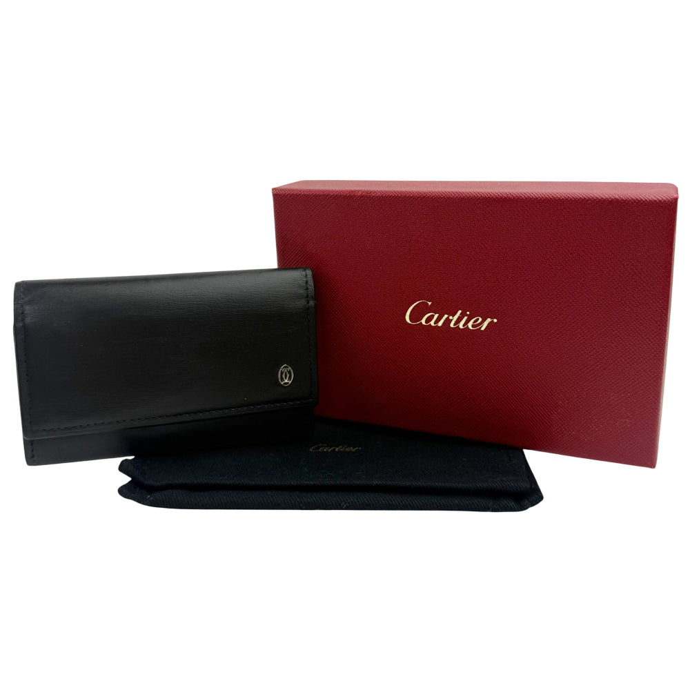 CARTIER Pasha Black Leather 6 Point Key Holder LHQ1024