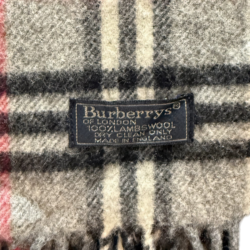 BURBERRY Grey Check Lambswool Scarf LHQ1025