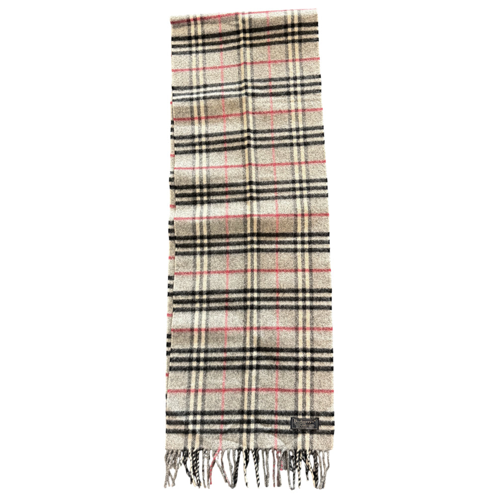BURBERRY Grey Check Lambswool Scarf LHQ1025