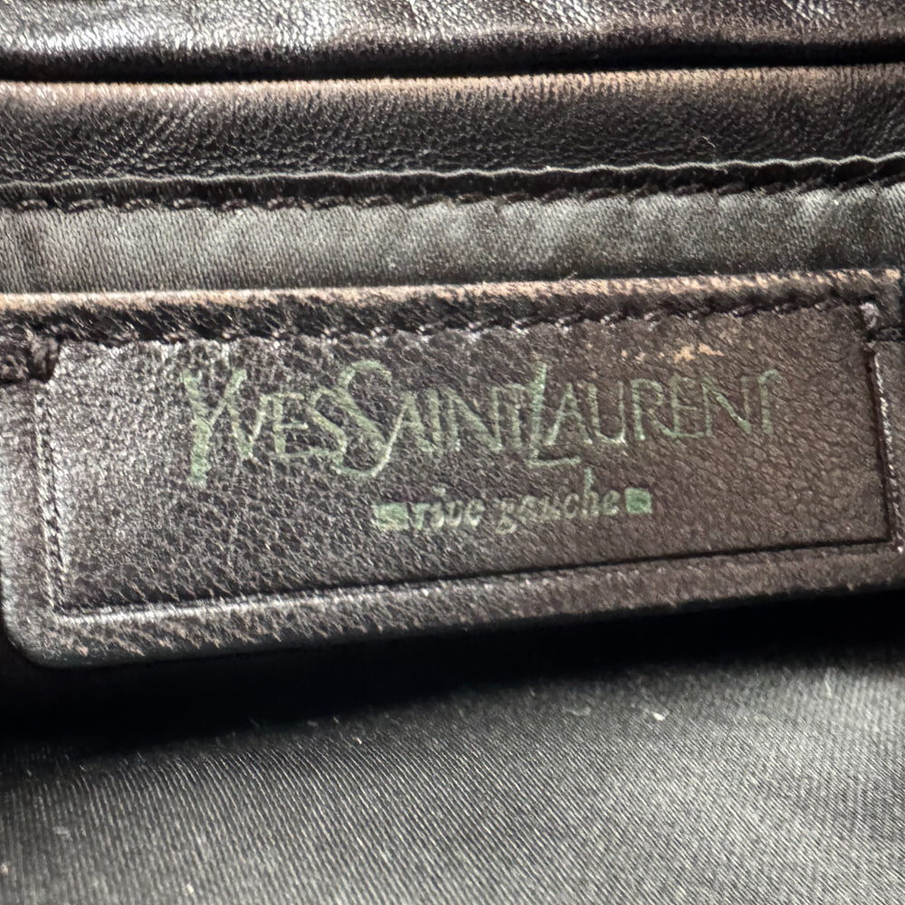 YVES SAINT LAURENT YSL Dark Brown Kahala Canvas Shoulder Bag LHQ1027