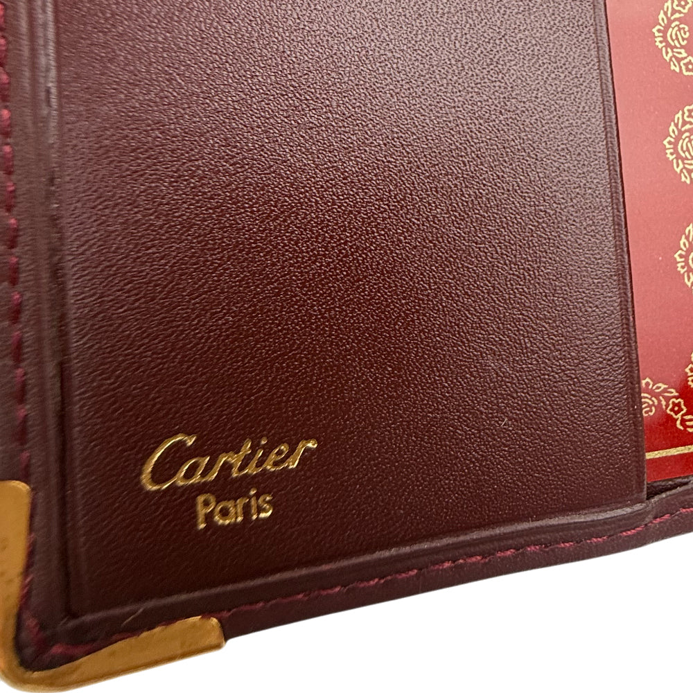CARTIER Must Line Leather Bifold Wallet Purse Bordeaux LHQ1028