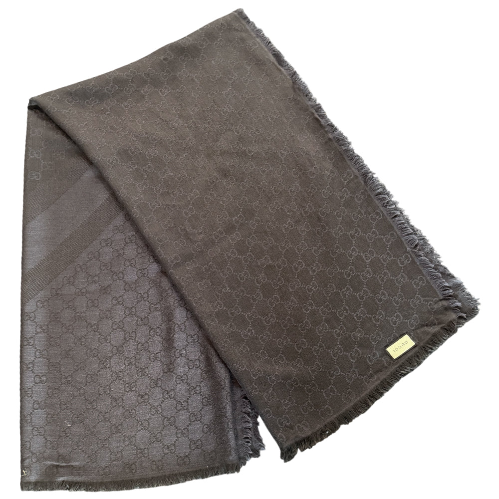 GUCCI Black & Navy Shawl Scarf LHQ1036