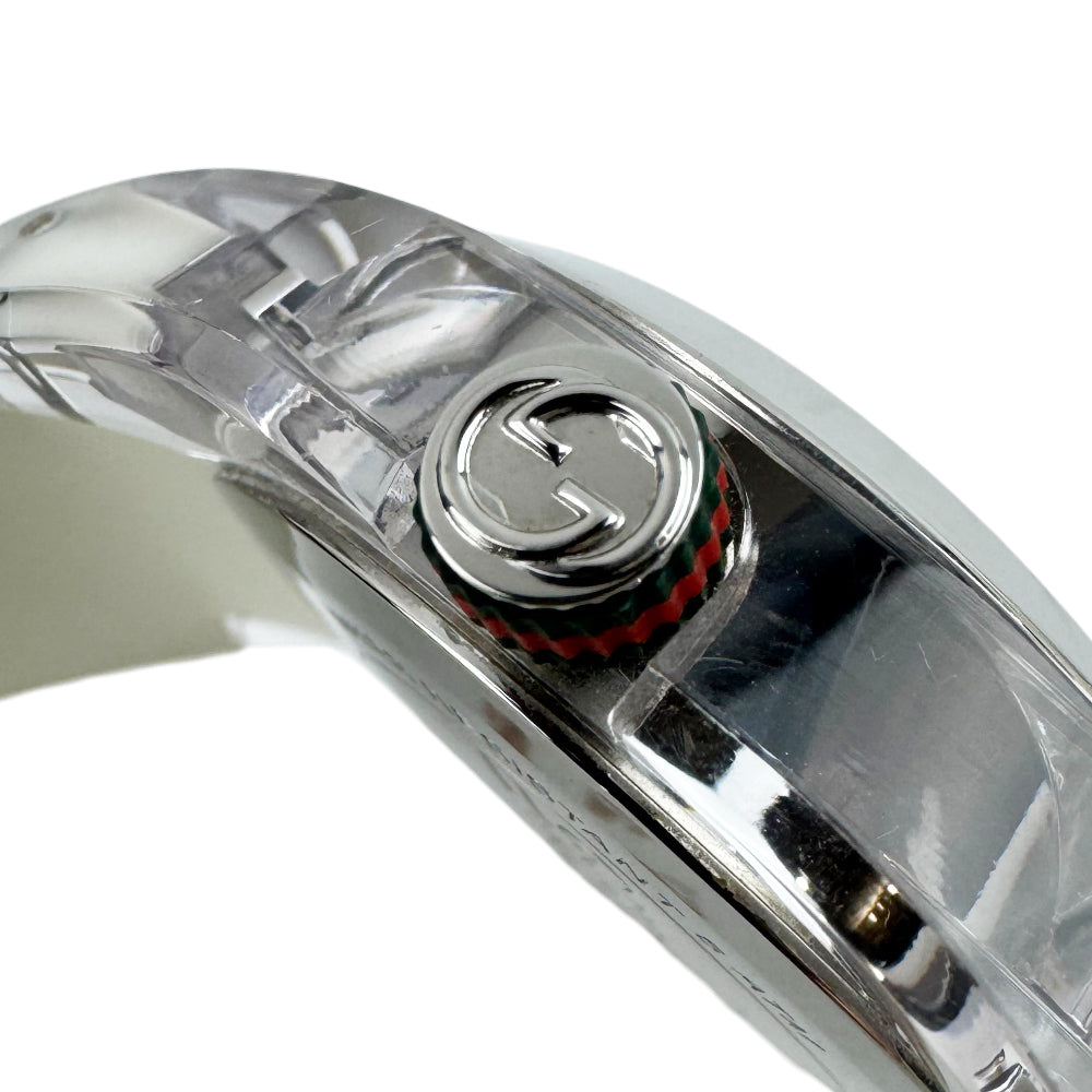 GUCCI Sync Sherry Line Silver Steel White Strap Men's Quartz Watch LHQ1048