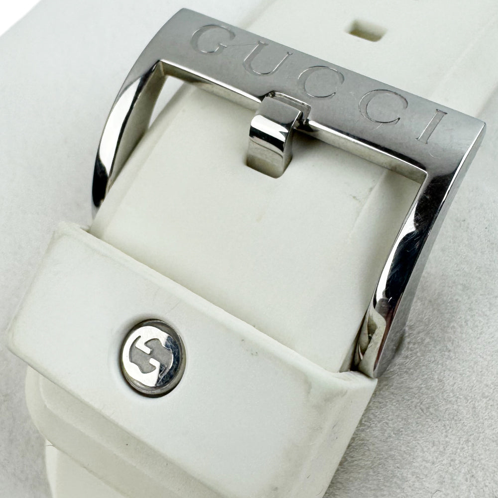GUCCI Sync Sherry Line Silver Steel White Strap Men's Quartz Watch LHQ1048