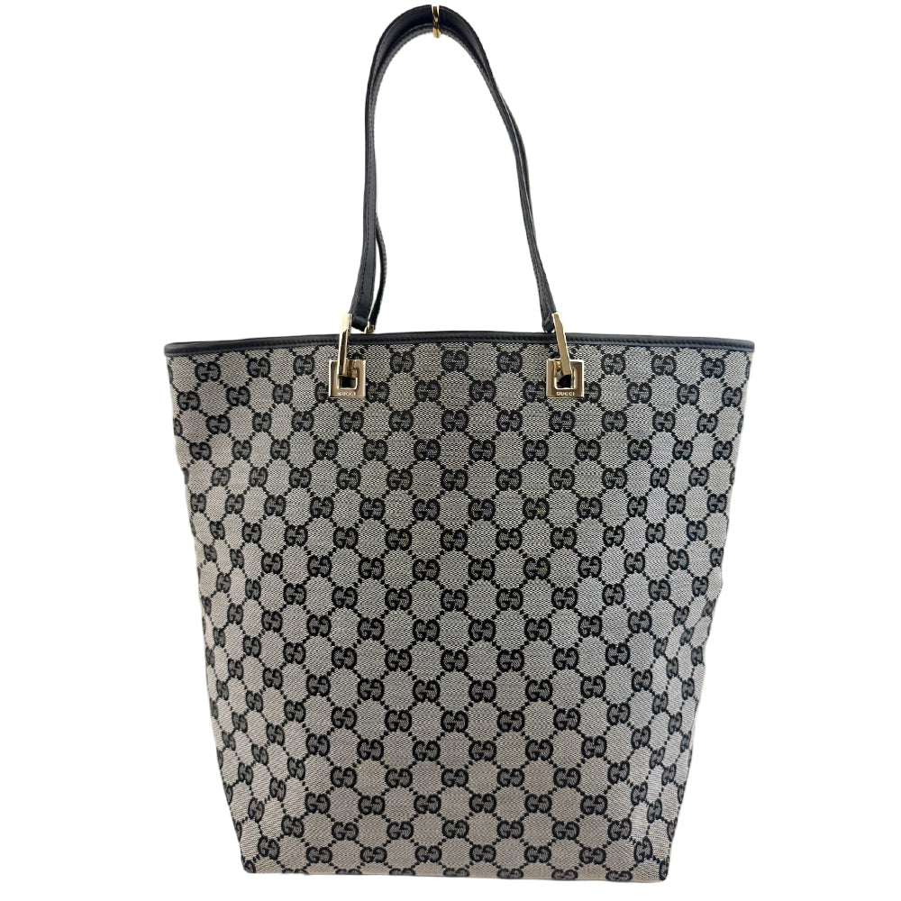 GUCCI GG Grey Canvas Tote Shoulder Bag LHQ1166