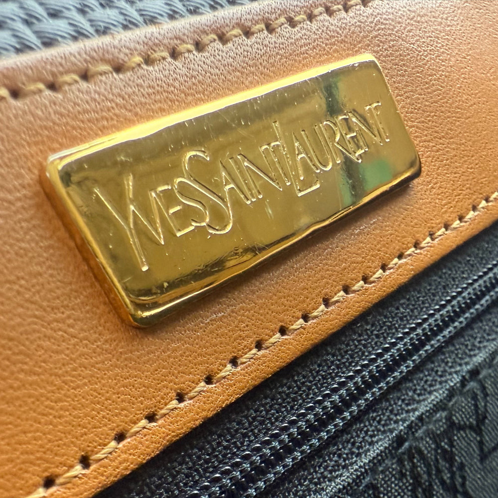 YSL Yves Saint Laurent Black & Tan Clutch Pochette Bag LHQ1072