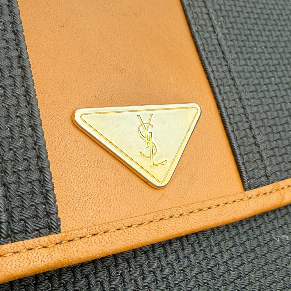 YSL Yves Saint Laurent Black & Tan Clutch Pochette Bag LHQ1072