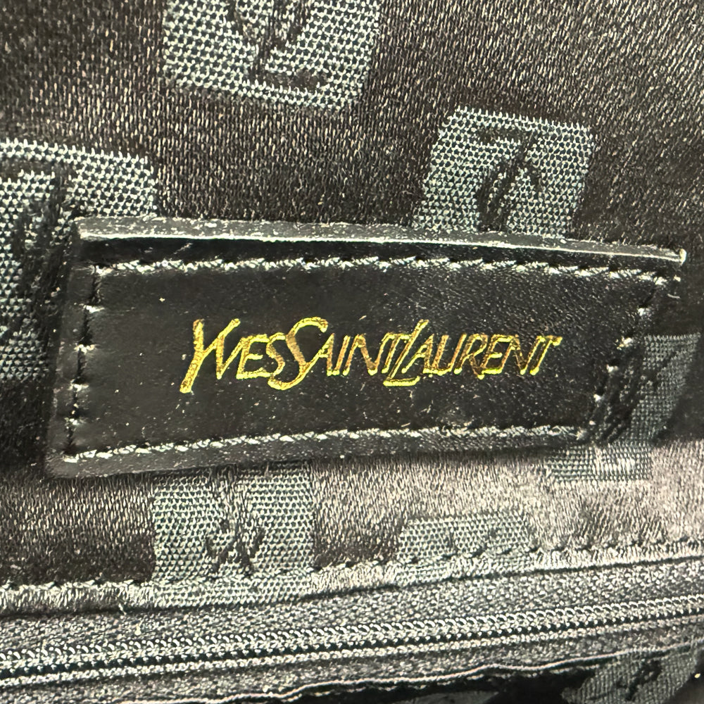 YSL Yves Saint Laurent Y Line 2 Way Nylon & Leather Boston Shoulder Bag LHQ1079