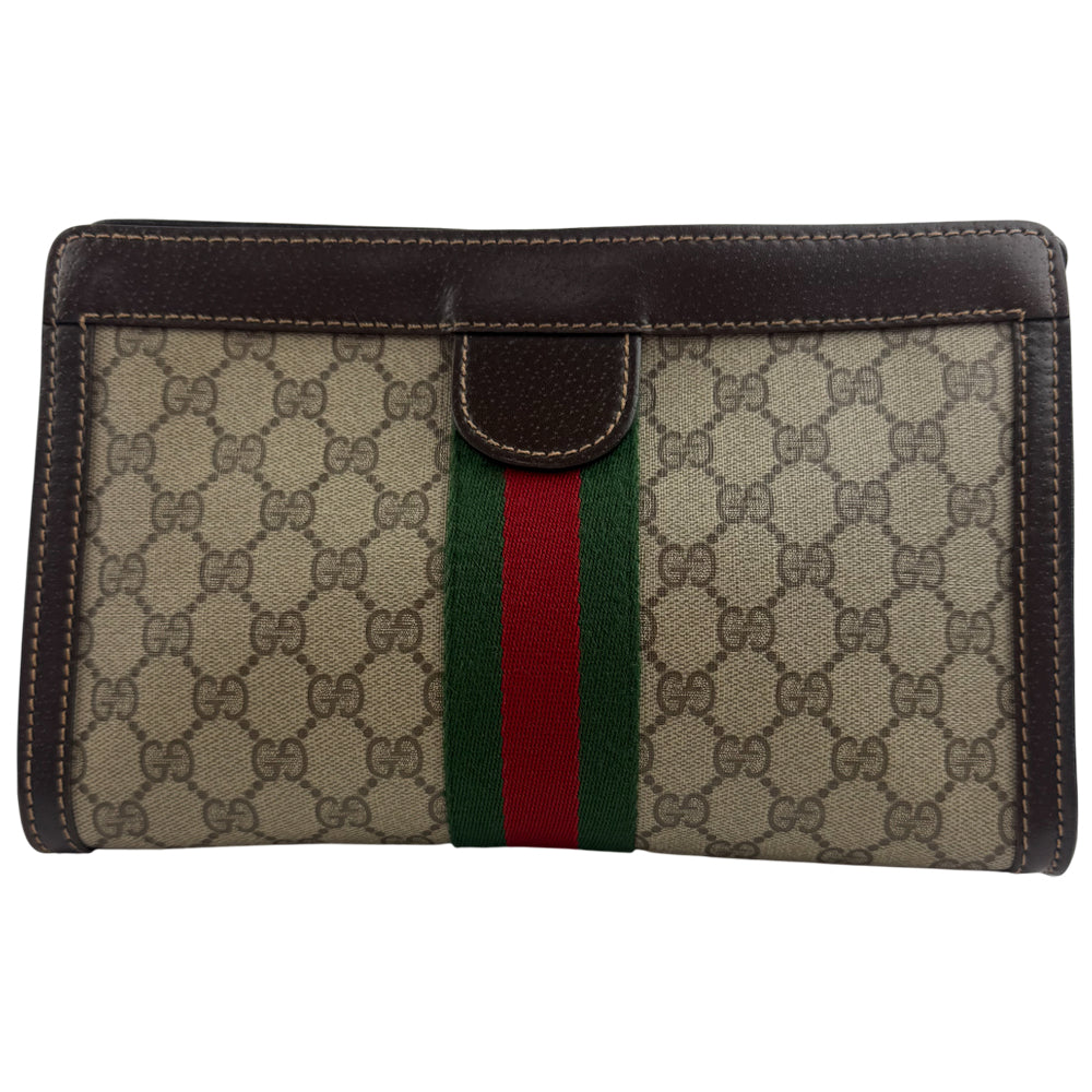 GUCCI GG Supreme Canvas Sherry Line Clutch Bag LHQ1088