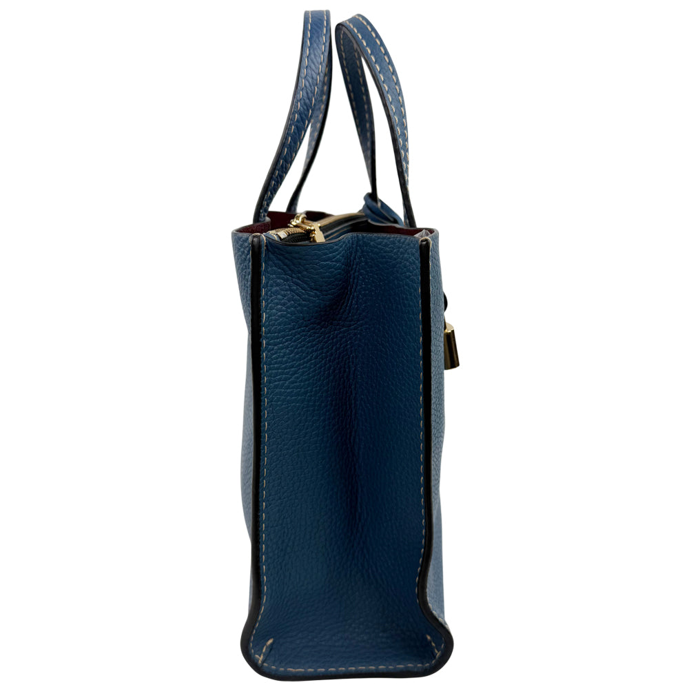 MARC JACOBS The Grind Mini Blue Tote Bag In LHQ1093